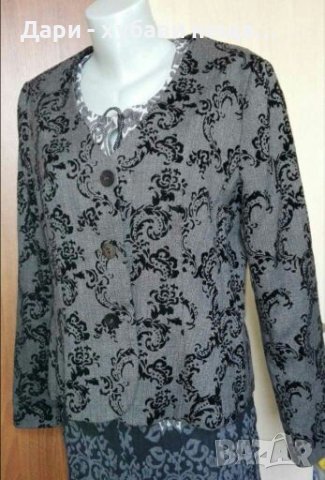 Елегантно сако в сиво и черно, с  велур🍀❤M/L,L❤🍀арт.461