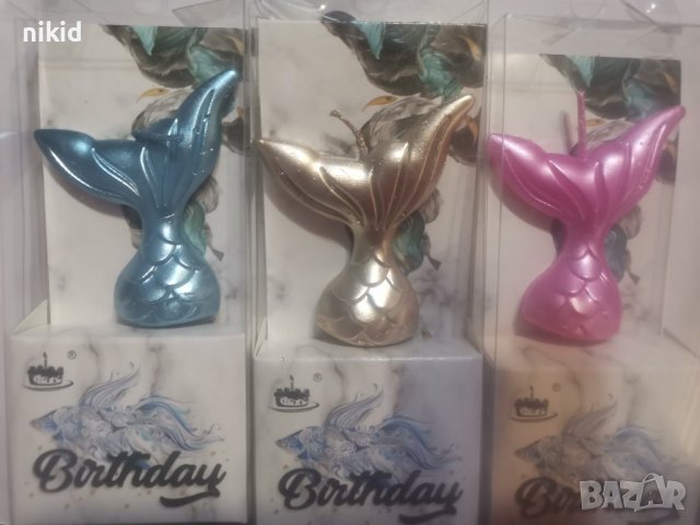 3 цвята свещ опашка Русалка морска морски украса декор за торта парти