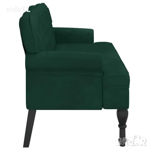 vidaXL Пейка с облегалка, тъмнозелена, 119,5x64,5x75 см, кадифе, снимка 5 - Дивани и мека мебел - 56147408