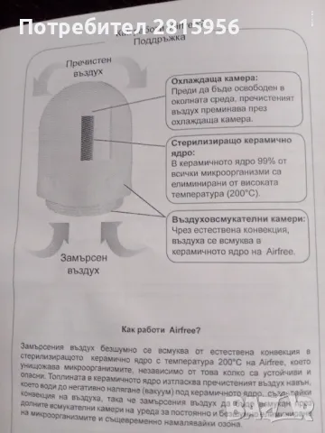 Продавам пречиствател на въздуха Airfree, снимка 4 - Овлажнители и пречистватели за въздух - 49361394