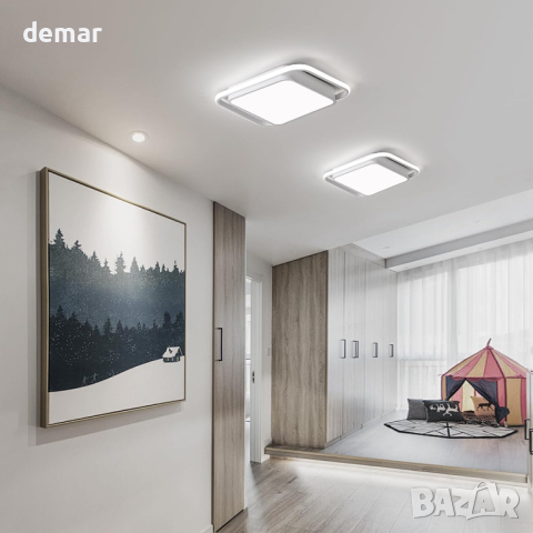 Модерна квадратна LED таванна лампа Naroume, 6500K, 38W, 5800 лумена, снимка 3 - Лед осветление - 44641690