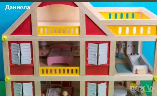 Детска дървена къща за кукли , снимка 2 - Играчки за стая - 48154338
