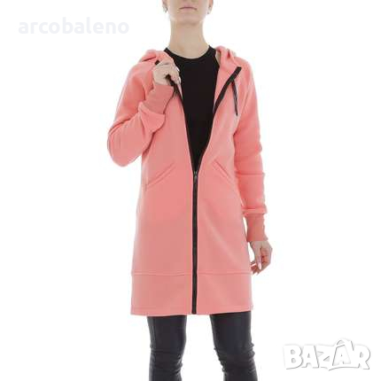 Ликвидация! Дамски дълъг суичър с цип и качулка 