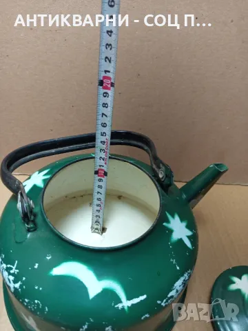 Комплект Соц Стари Емайлирани Чайник С Купа Съд., снимка 14 - Антикварни и старинни предмети - 49338380