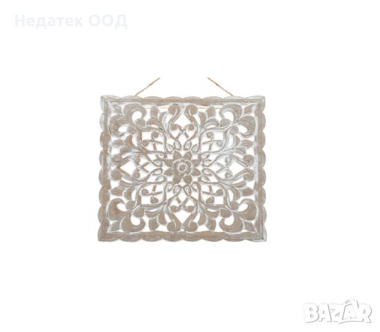 Етническа дърворезба, Матирано бяло дизайнерско цвете, 29,5x29,5 см