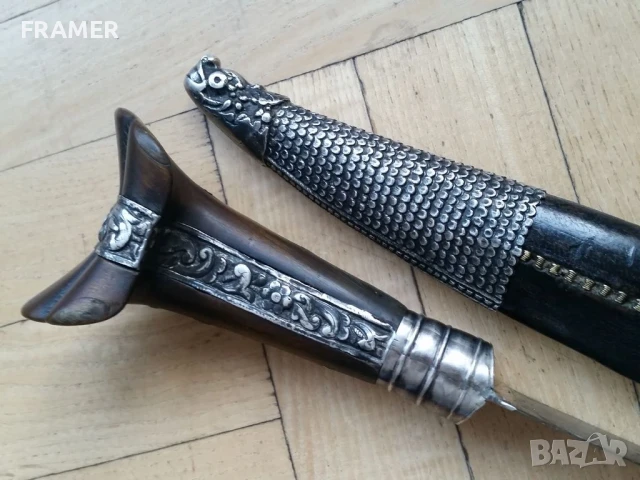 Османски Ятаган от 18 век с кания каракулак нож кама кинжал сабя , снимка 3 - Антикварни и старинни предмети - 50930481