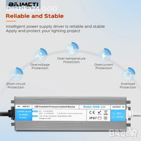 Водоустойчив LED Трансформатор 24V 400W IP67 Захранване 220V към 24V, снимка 4 - Лед осветление - 53378877