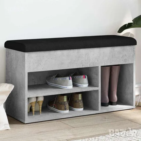 vidaXL Пейка за обувки, бетонно сив, 82x32x45,5 см, инженерно дърво, снимка 2 - Маси - 56148140