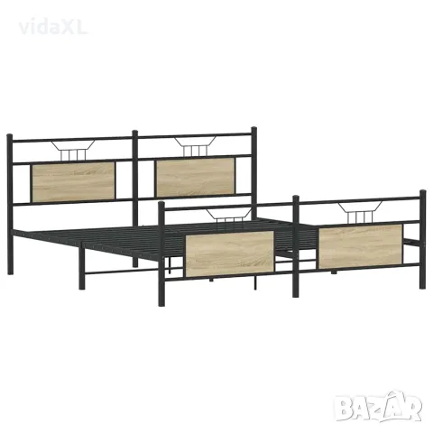 vidaXL Метална рамка за легло, без матрак, сонома дъб, 160x200 см, снимка 5 - Спални и легла - 56147059