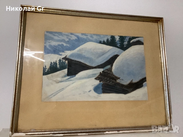 Акварелна живопис 1938 години размер на картината 27/ 17 см художник К Spona 