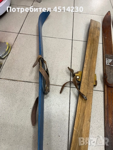 Винтидж детски дървени ски – сини, 90 см, снимка 5 - Зимни спортове - 52879551