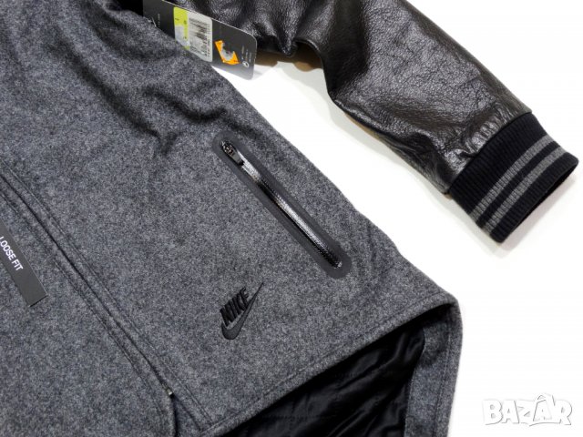 НОВО и НАМАЛЕНО! Nike WOOL LEATHER Jacket Дамско Яке Вълна + Естествена Кожа Размер М, снимка 4 - Якета - 35172033