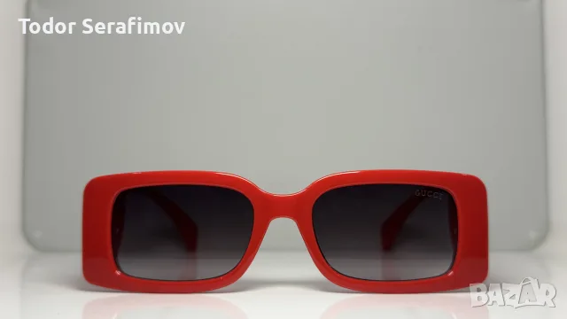 Дамски слънчеви очила Gucci Interlocking G / Rectangle – Червени / Масивно GG лого