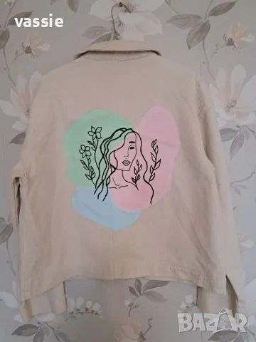 Ръчно рисувано дънково яке VILA, снимка 2 - Якета - 47652451