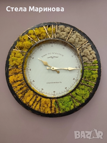 Стенен часовник със скандинавски мъх., снимка 2 - Декорация за дома - 52093405