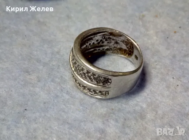 СКЪПОЦЕНЕН СРЕБЪРЕН ПРЪСТЕН СРЕБРО 925 с БЯЛА ПОЗЛАТА с ЮВЕЛИРНО ФАСЕТИРАНИ БЛЕСТЯЩИ ЦИРКОНИ 43075, снимка 4 - Пръстени - 50023324