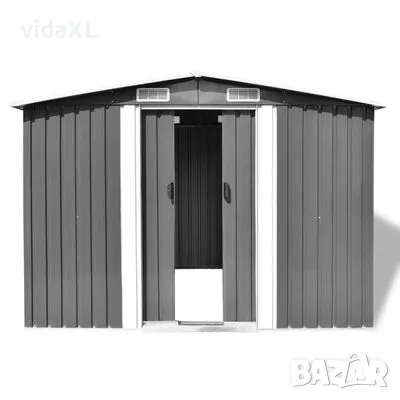 vidaXL Градинска барака за съхранение, сива, метал, 257x205x178 см（SKU:42907）, снимка 2 - Други - 48495104