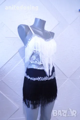 Черно и Бяло- детска рокля за спортни танци., снимка 2 - Рокли - 47368798