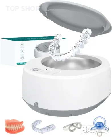 Ултразвуков уред за почистване на протези, фиксатор, бижута с 3 режима, 49kHz, 340 мл преносим
