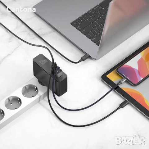 Baseus GaN 2 Pro Charger 120W, захранване за ел. мрежа за лаптопи, смартфони и таблети с USB и 2xUSB, снимка 2 - Оригинални зарядни - 35406301
