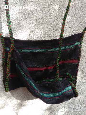 Автентични български фолклорни вещи: битови торбички, люлка/цедилка и черга/пътека, снимка 11 - Антикварни и старинни предмети - 52211375