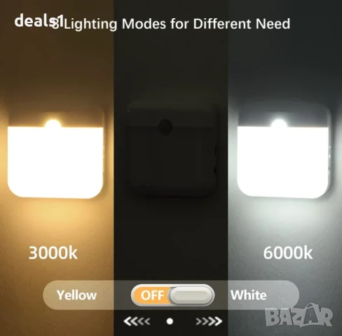 Смарт Нощна Лампа със Сензор за движение LED осветление USB зареждане, снимка 3 - Друга електроника - 51027187