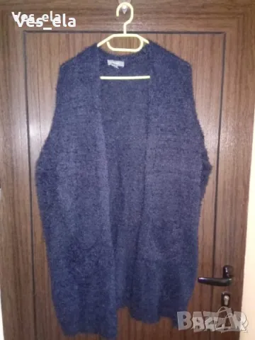 отворена дълга жилетка плетиво с джобове
