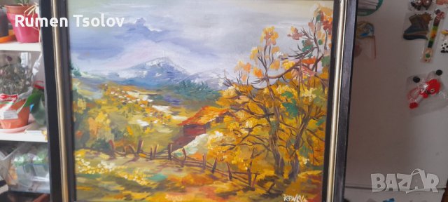 Маслена картина с планински пейзаж, снимка 2 - Декорация за дома - 38866095