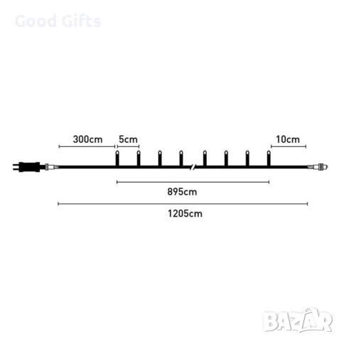 180 LED Коледни лампички, Наситено Топло бяло, 9м, снимка 4 - Лед осветление - 42712519