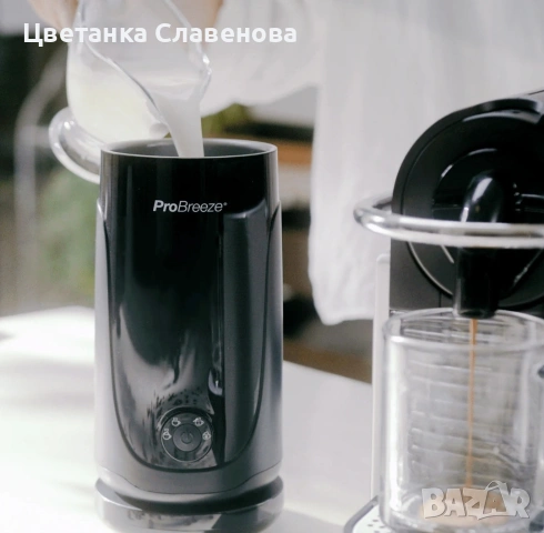 Пенообразувател за мляко - Черен ProBreeze PB-MF01B-EU 400W, снимка 3 - Миксери - 53086300