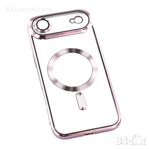 Силиконов кейс bSmart Chrome Magsafe с протектори за камерите, За iPhone 17 Air (6.9), Розово-златен, снимка 2 - Калъфи, кейсове - 51795527