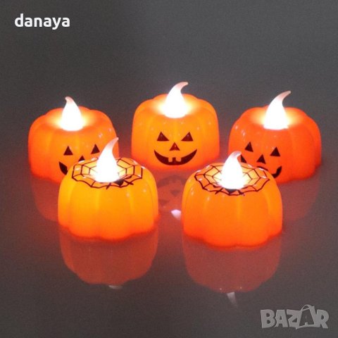 4109 Мини електронна свещ Тиква Halloween декорация, снимка 2 - Декорация за дома - 42491289