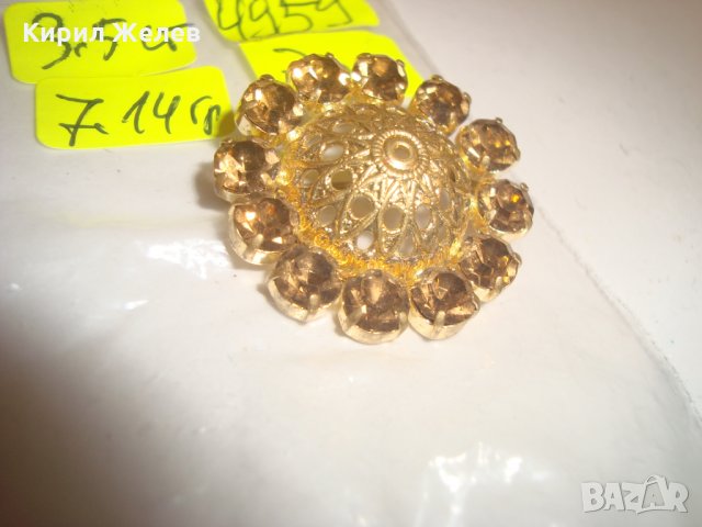 ПОЗЛАТЕНА с КАМЪНИ ЦИТРИН ФИЛИГРАННА РЕТРО АРТ БРОШКА 4959, снимка 6 - Антикварни и старинни предмети - 30436208