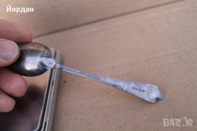 Англииска сребърна лъжичка с лъв, снимка 2 - Антикварни и старинни предмети - 44261619