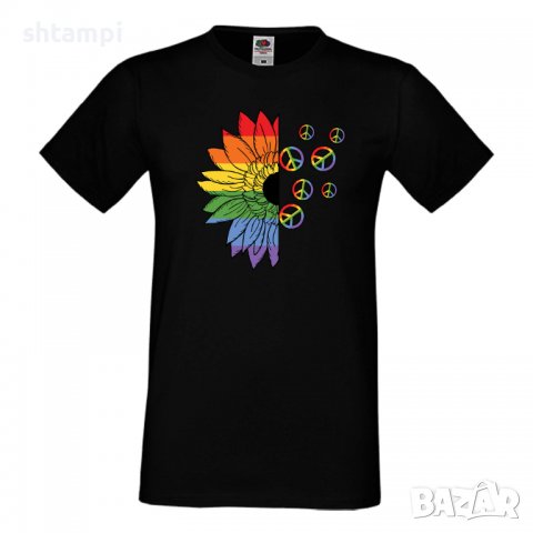 Мъжка тениска Pride Sunflower Peace multicolor Прайд,Празник.Повод,Изненада, снимка 1 - Тениски - 37105106