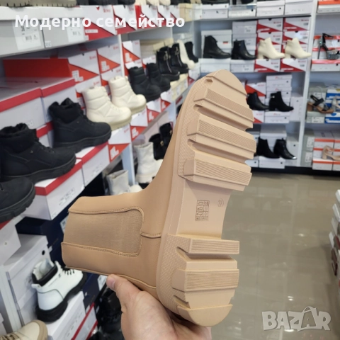 Стилни дамски боти в бежево ПРОМОЦИЯ , снимка 3 - Дамски боти - 52719457