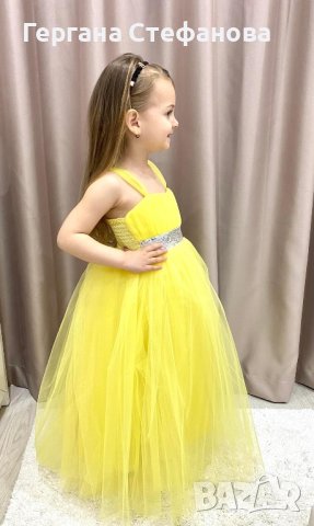Прелестна рокля в жълто  Размери -4г.6г.8г.10г.12г. Цена -55 лв, снимка 3 - Детски рокли и поли - 40587229