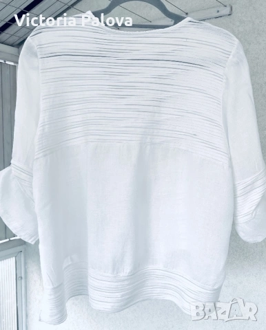 Ефирна ленена блуза в стил Lagenlook - Произведено в Италия, снимка 7 - Корсети, бюстиета, топове - 53892992