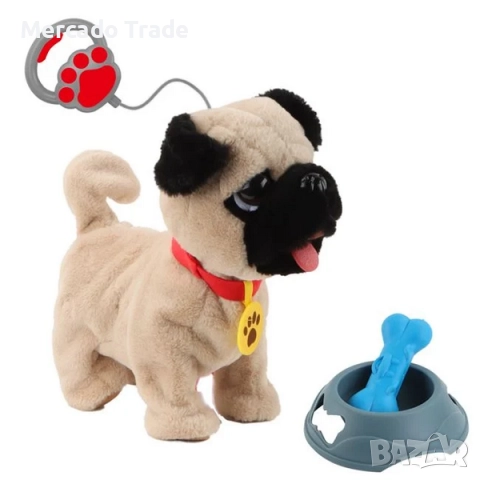 Механично кученце Mercado Trade, Ходи, Пее и Лае с аксесоари, Кафяв