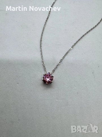 Сребърно колие с мойсанит (Диамант) 1 карат, снимка 7 - Колиета, медальони, синджири - 52944028