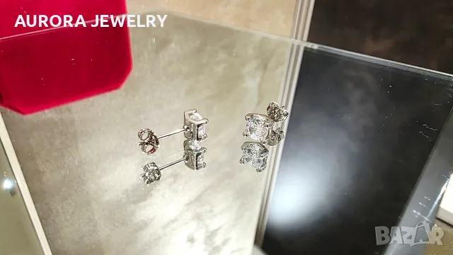 CARTIER C de Cartier White Gold Stud Diamond Дамски Обеци, снимка 7 - Обеци - 56111819
