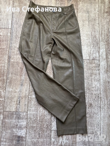 Нов елегантен кожен кожа панталон висока талия Zara zara Зара Р