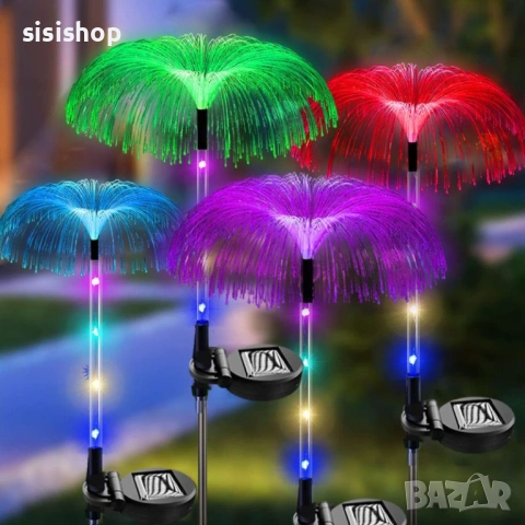 Декоративна соларна лампа Медуза с цветно LED осветление и метално колче 4469, снимка 4 - Соларни лампи - 53977793