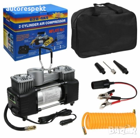 Двуцилиндров Компресор за гуми 12V / 628-4x4, снимка 2 - Аксесоари и консумативи - 42752788