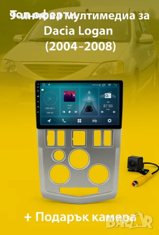 9-инчова мултимедия за Dacia Logan (2004–2008) + Подарък камера