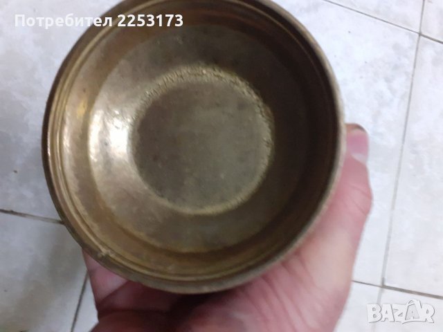 Масивна бронзова кана с удобна дръжка, снимка 3 - Декорация за дома - 38850633