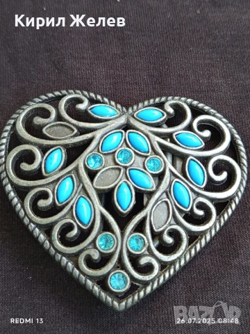 Катарама тока за колан тип сърце с тюркуазени вложки стилна 10612