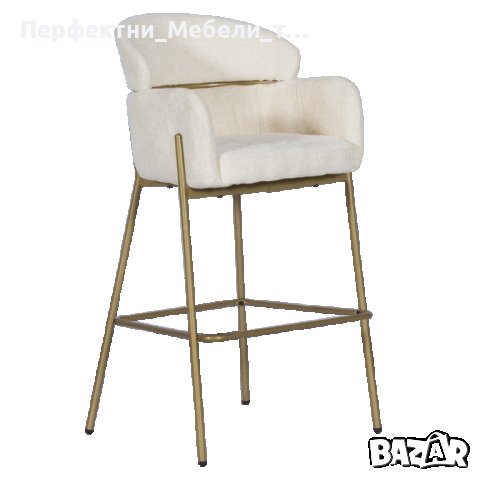 Кресло трапезен стол/бар стол кресло цвят бежев/крем-дамаска и крака в злато с доставка до 2 дни, снимка 9 - Столове - 40587256
