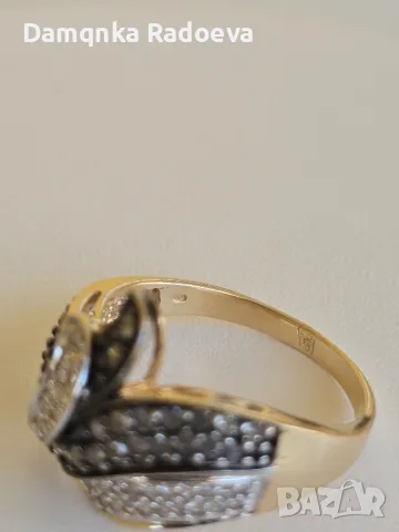 Златен пръстен със 77 Диаманта 14 карата 585, снимка 10 - Пръстени - 50296052