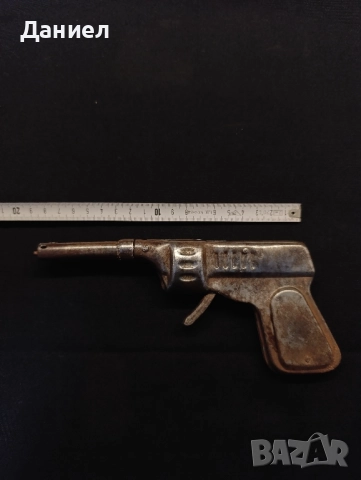 Стар метален пистолет играчка, снимка 5 - Колекции - 51857852